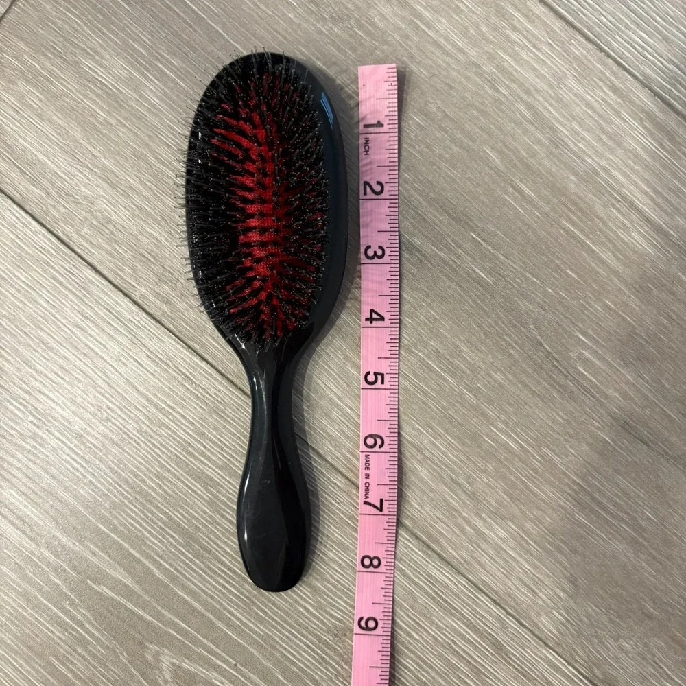 NWT Black Oval Boar Soft‎ Bristles Hair Brush Nylon Pins Styling Profession